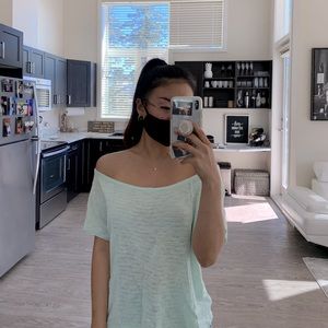 Off the Shoulder Knit Pointelle Top